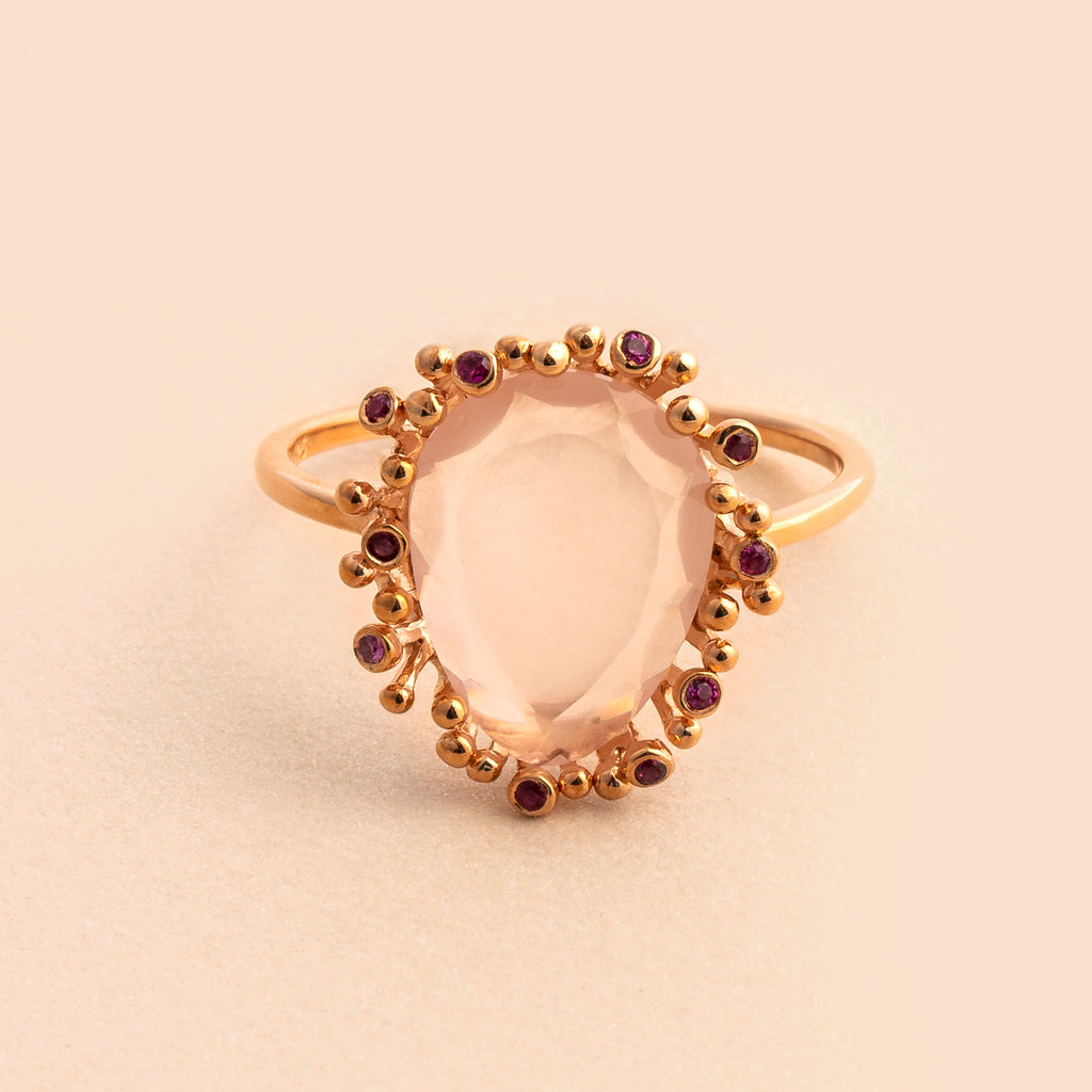 Pear Cut Rose Quartz Ring