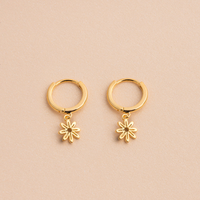 Gold Daisy Huggie Earring