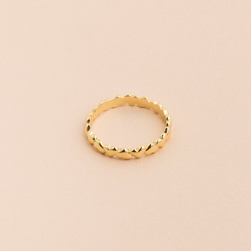 Gold Plain Circle Of Hearts Ring
