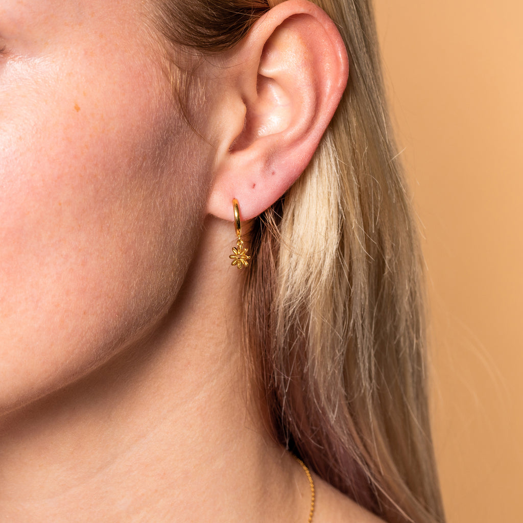 Gold Daisy Huggie Earring