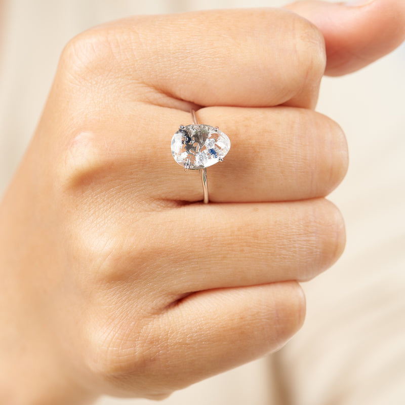 clear quartz silver ring