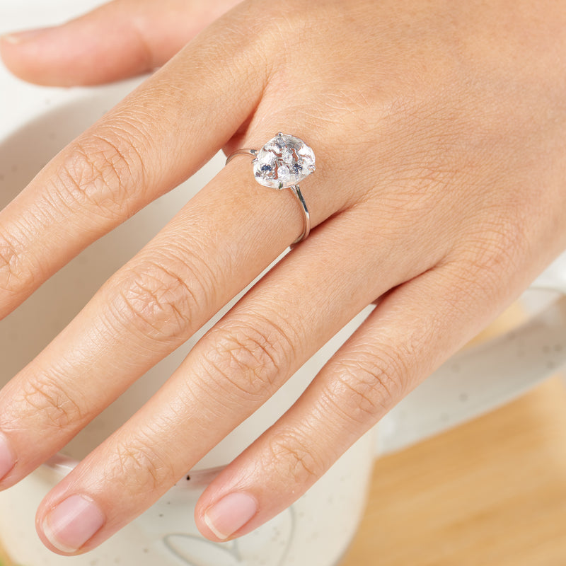 clear quartz silver ring