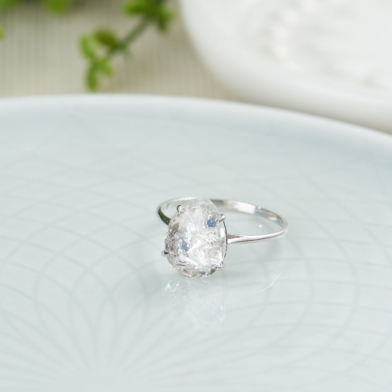 clear quartz silver ring