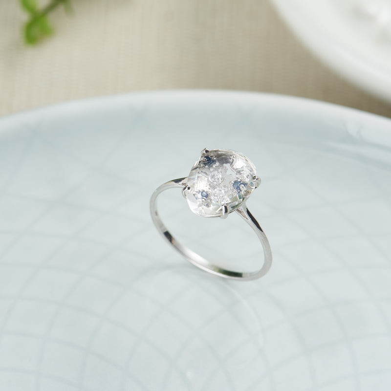 clear quartz silver ring