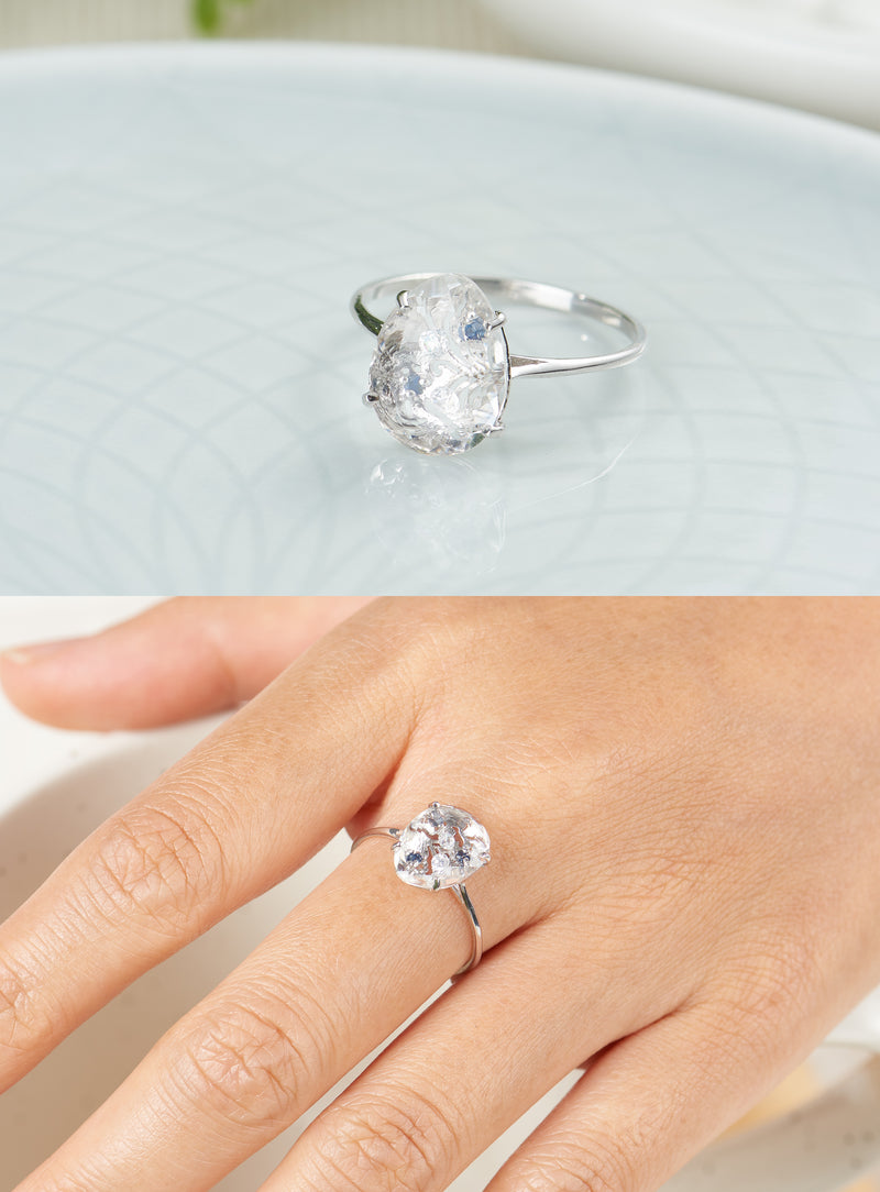 clear quartz silver ring