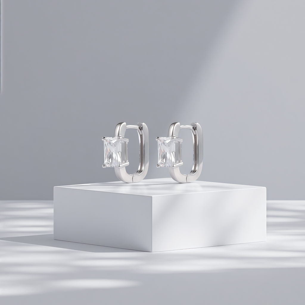 chunky stone huggies hoop earrings