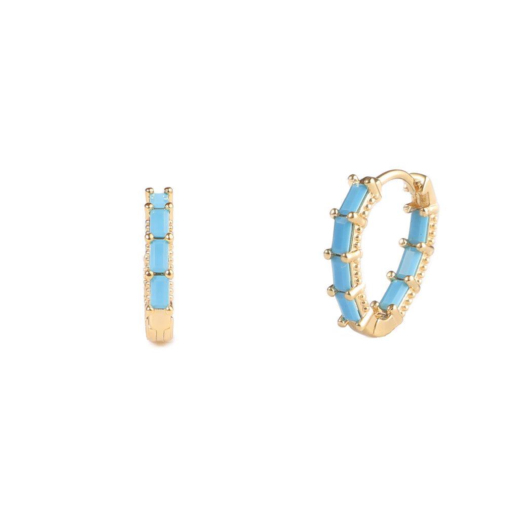 chunky oval stone huggie hoope earrings