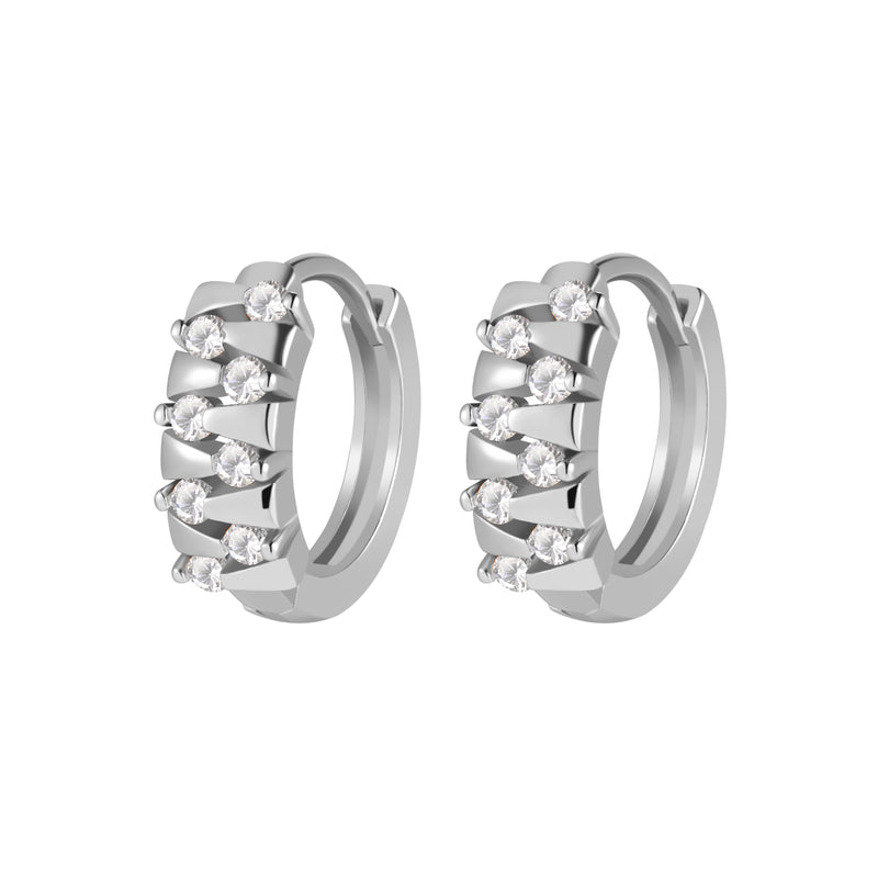 chunky cluster stone huggie hoope earrings