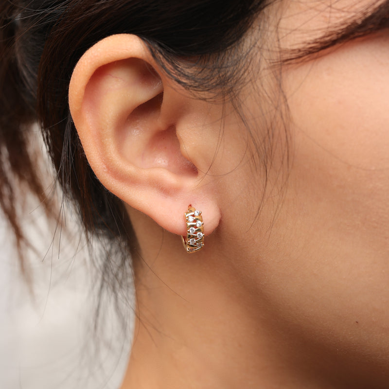 chunky cluster stone huggie hoope earrings