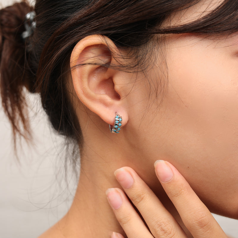 chunky cluster stone huggie hoope earrings