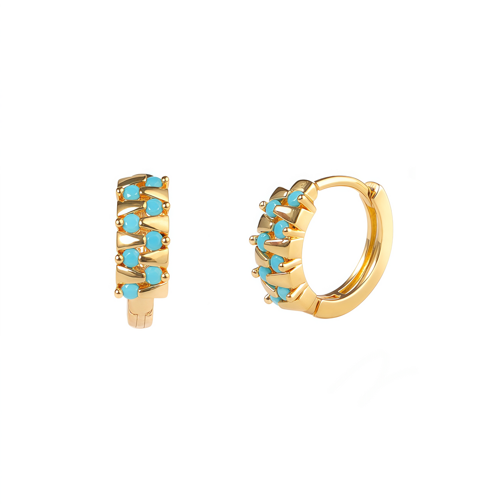 chunky cluster stone huggie hoope earrings