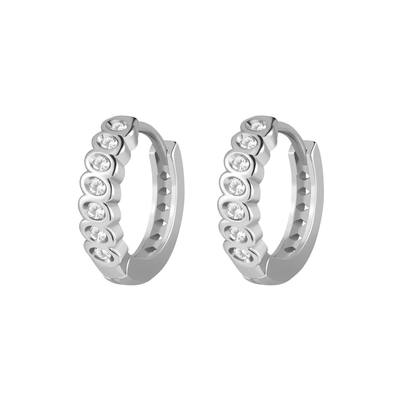 chunky twisted link stone huggie hoope earrings