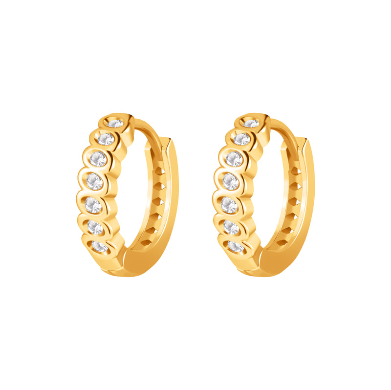 chunky twisted link stone huggie hoope earrings