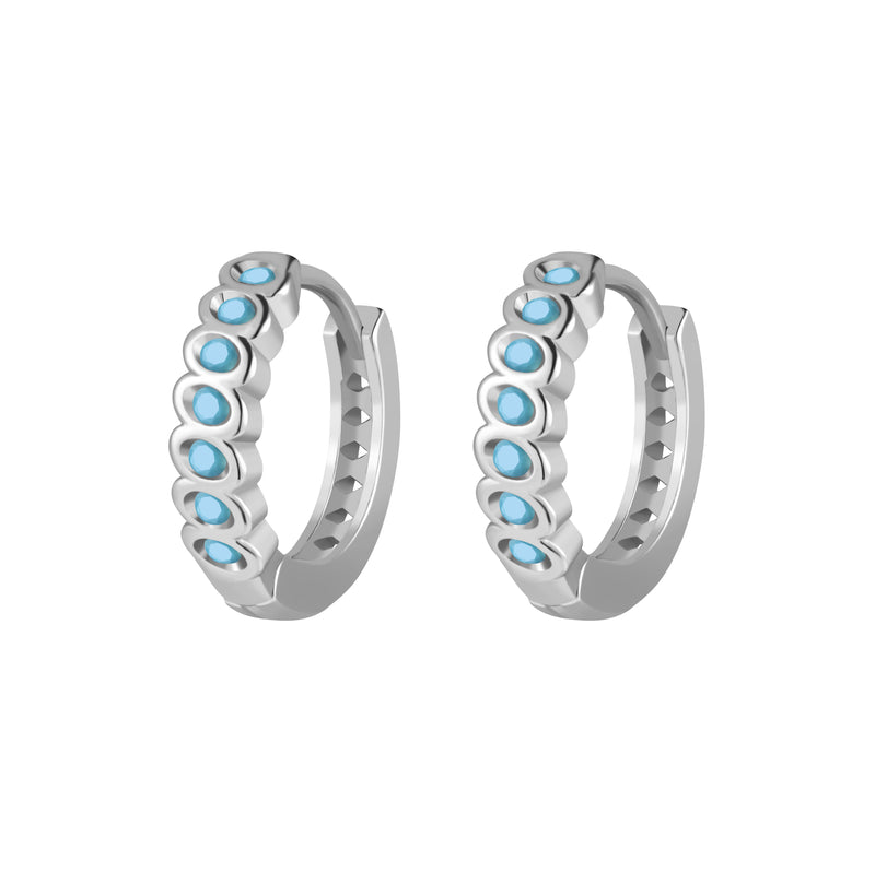 chunky twisted link stone huggie hoope earrings