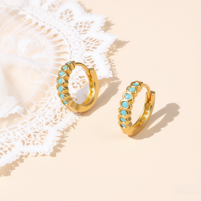 chunky twisted link stone huggie hoope earrings