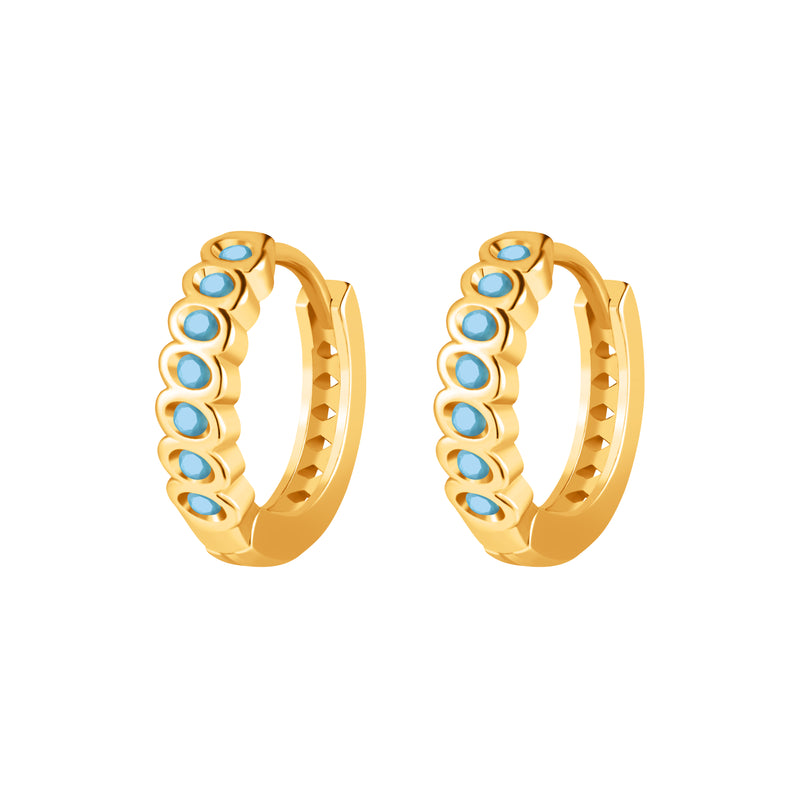 chunky twisted link stone huggie hoope earrings
