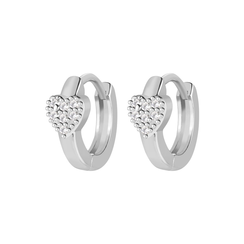 chunky heart stone huggie hoop earrings