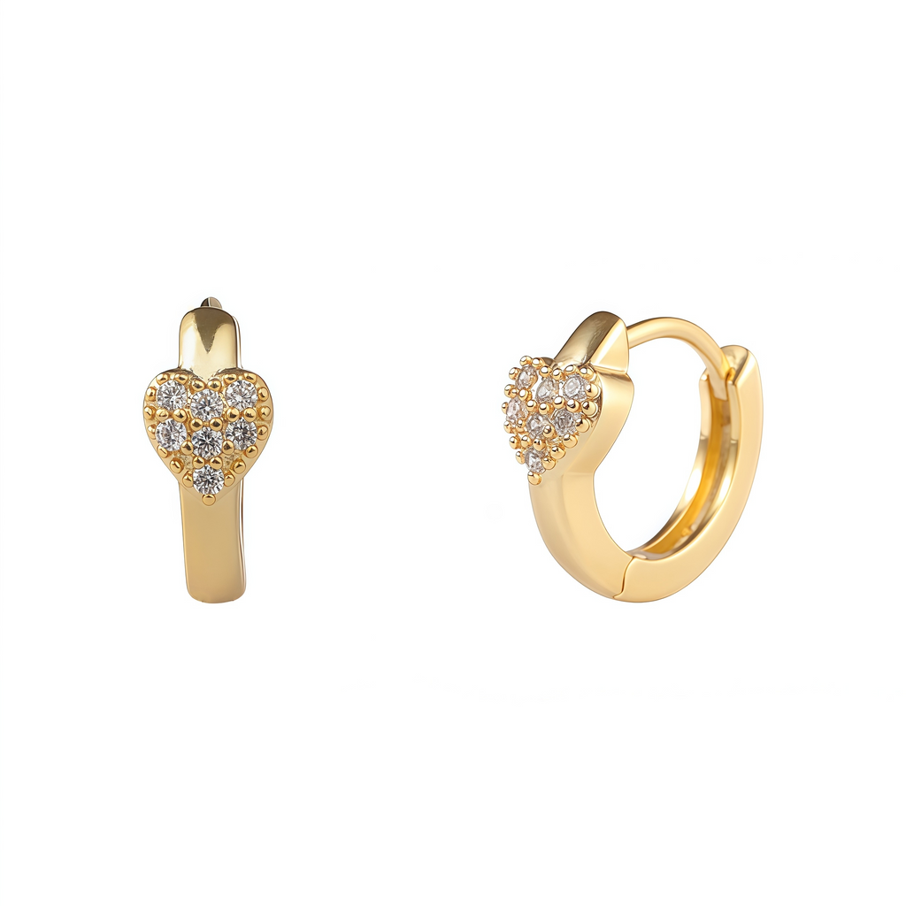 chunky heart stone huggie hoop earrings