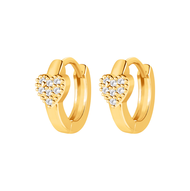 chunky heart stone huggie hoop earrings