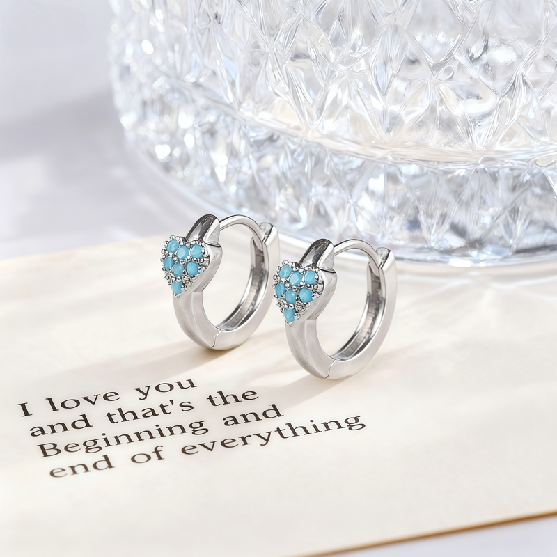 chunky heart stone huggie hoop earrings
