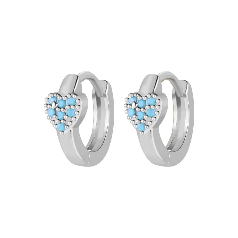 chunky heart stone huggie hoop earrings