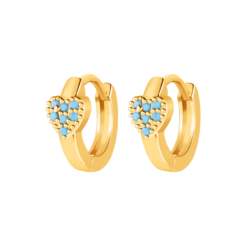 chunky heart stone huggie hoop earrings