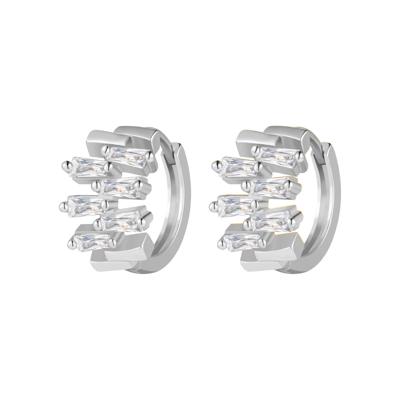 chunky stacked stone huggie hoop earrings