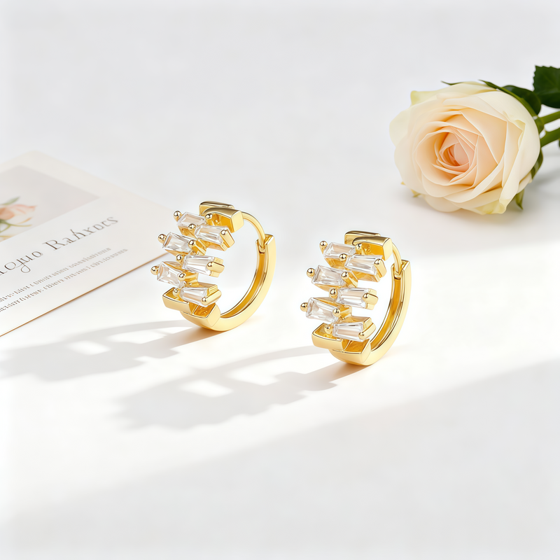 chunky stacked stone huggie hoop earrings