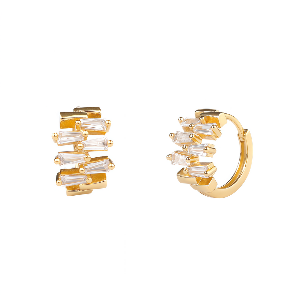 chunky stacked stone huggie hoop earrings