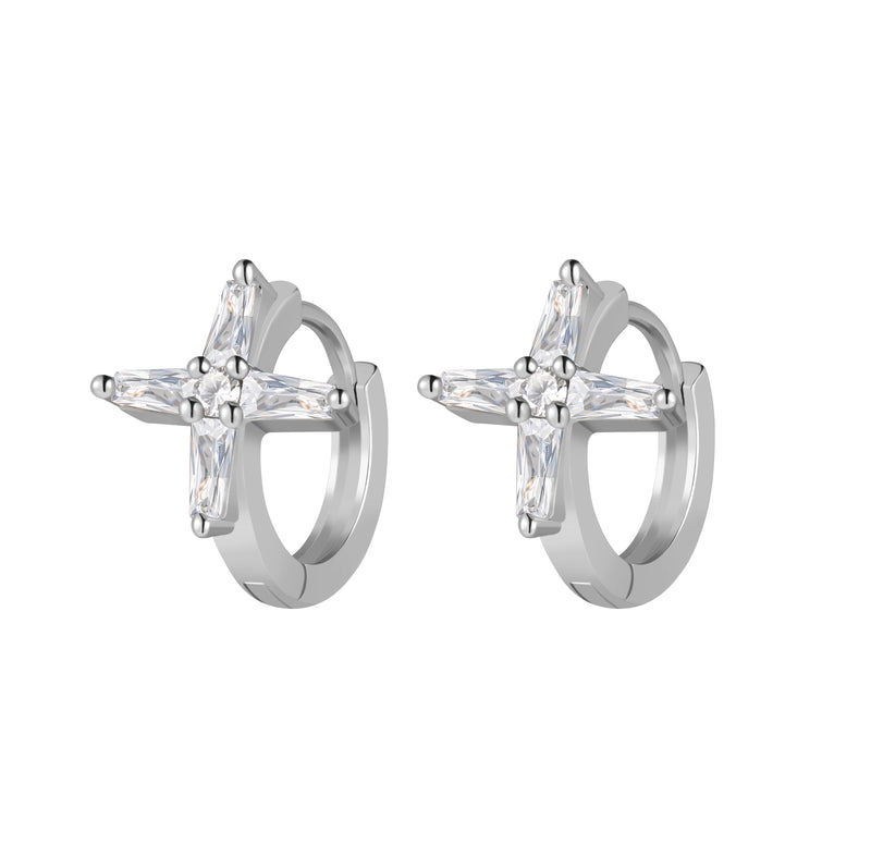 chunky starburst stone huggie hoop earrings