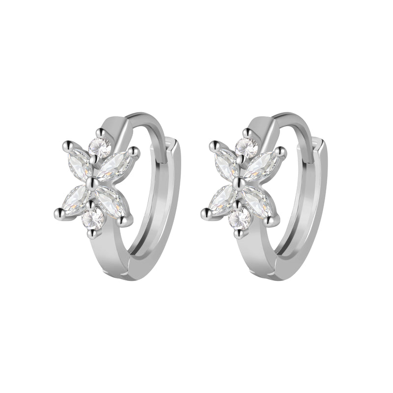 chunky four leaf clover stone huggie hoop earrings