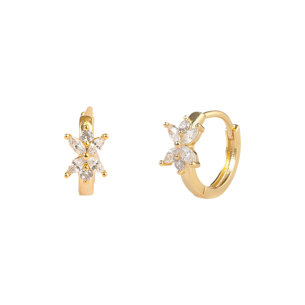 chunky four leaf clover stone huggie hoop earrings
