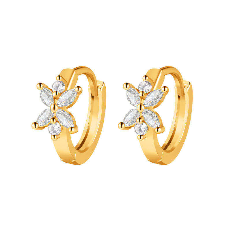 chunky four leaf clover stone huggie hoop earrings