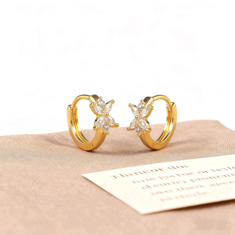 chunky four leaf clover stone huggie hoop earrings