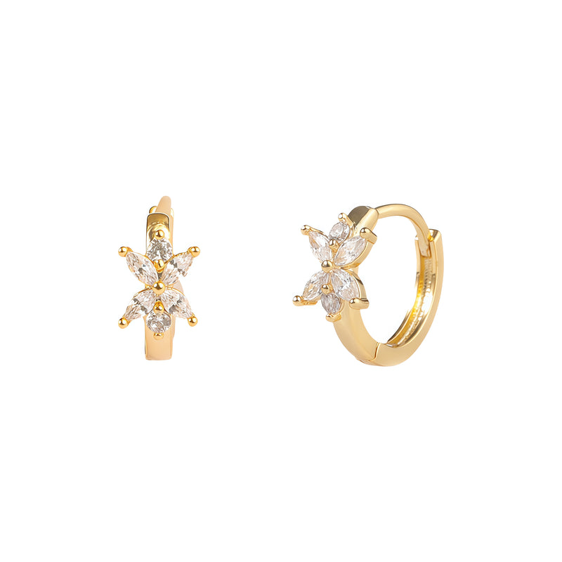 chunky four leaf clover stone huggie hoop earrings
