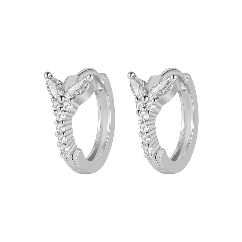 chunky butterfly bloom stone huggie hoop earrings