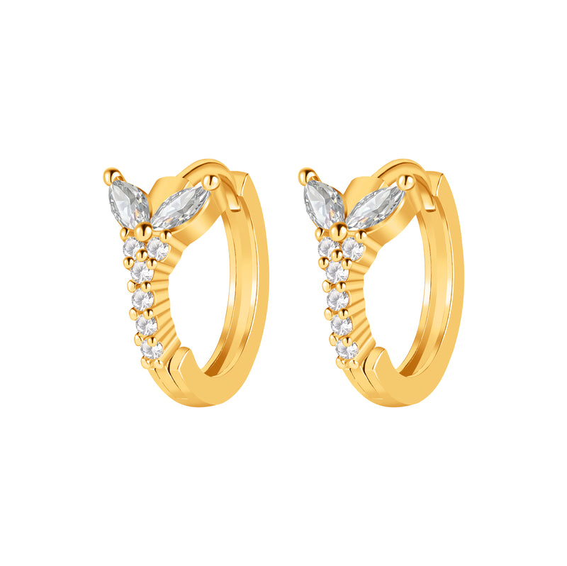 chunky butterfly bloom stone huggie hoop earrings