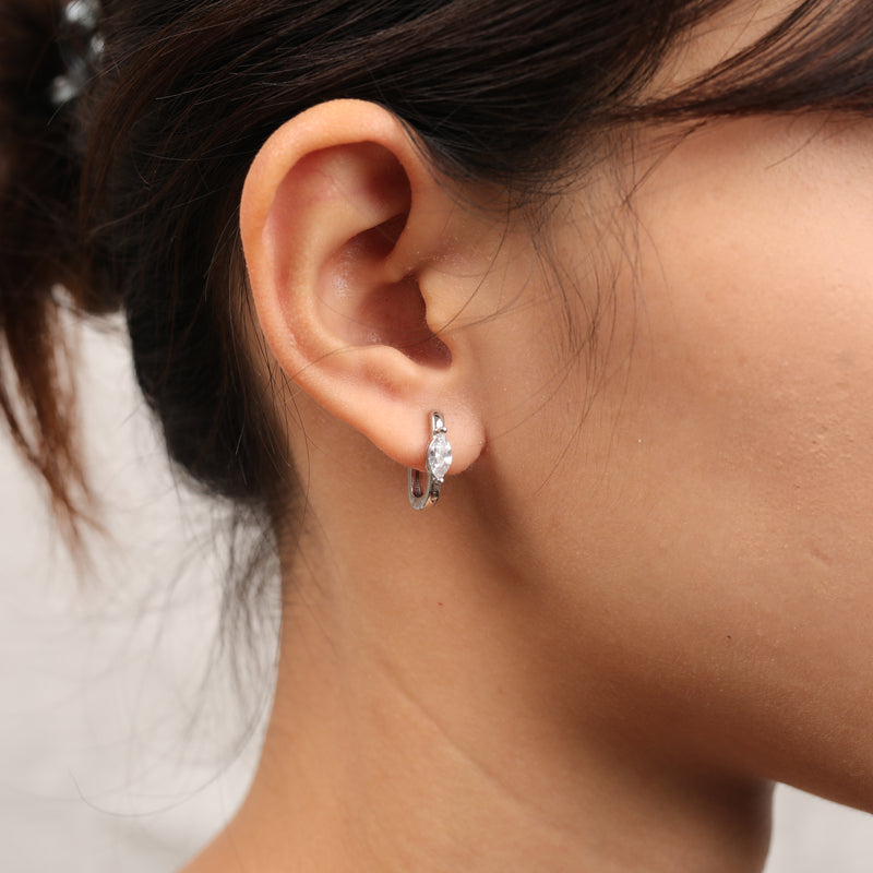 chunky stone huggies hoop earrings