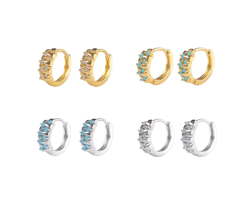 chunky cluster stone huggie hoope earrings