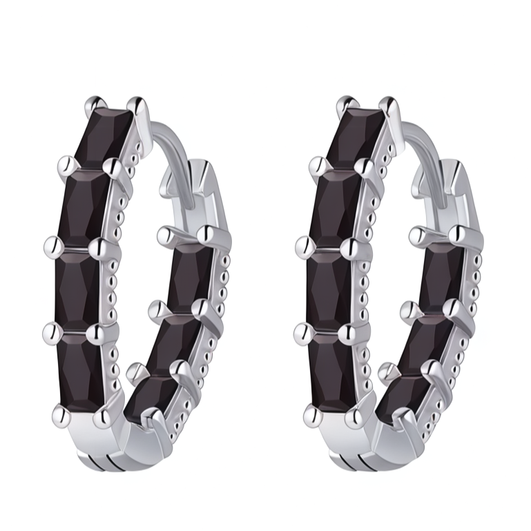 chunky oval stone huggie hoope earrings