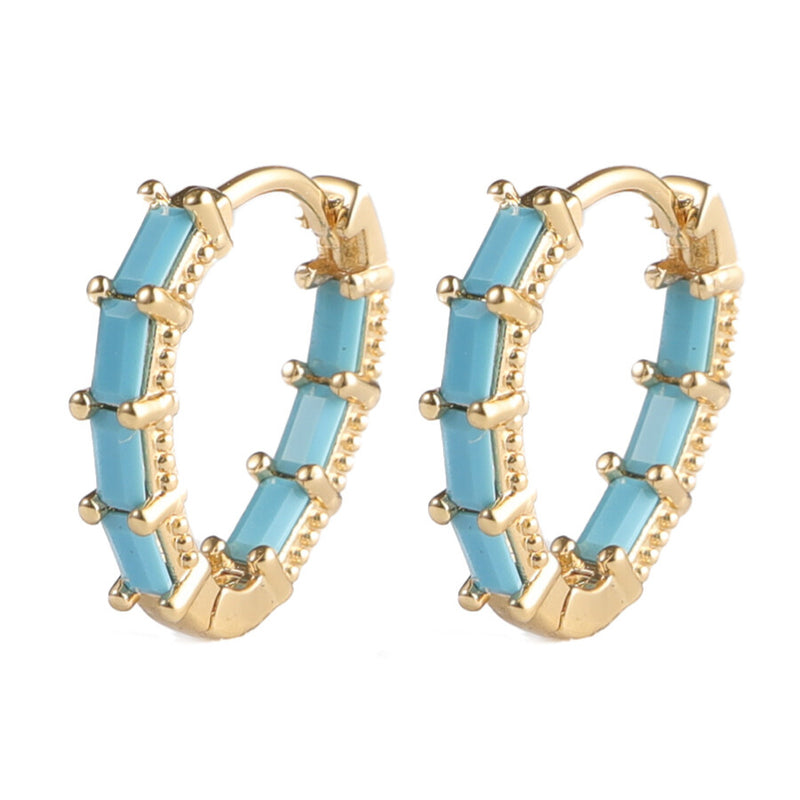 chunky oval stone huggie hoope earrings
