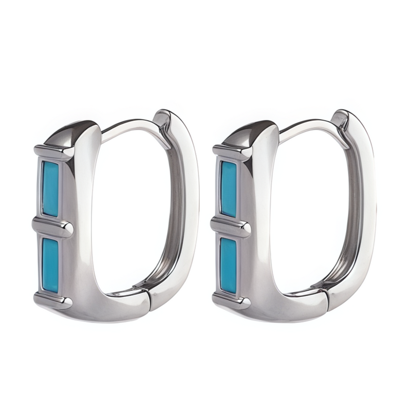 chunky duo baguette stone huggie hoope earrings