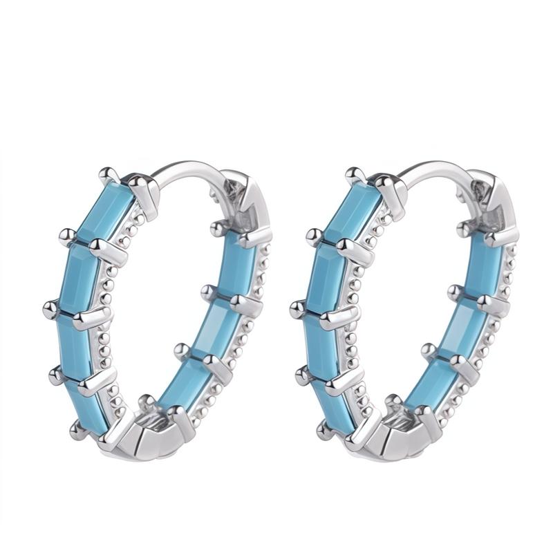 chunky oval stone huggie hoope earrings