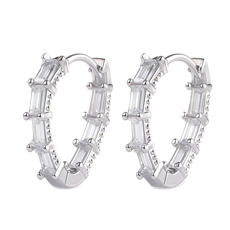 chunky oval stone huggie hoope earrings