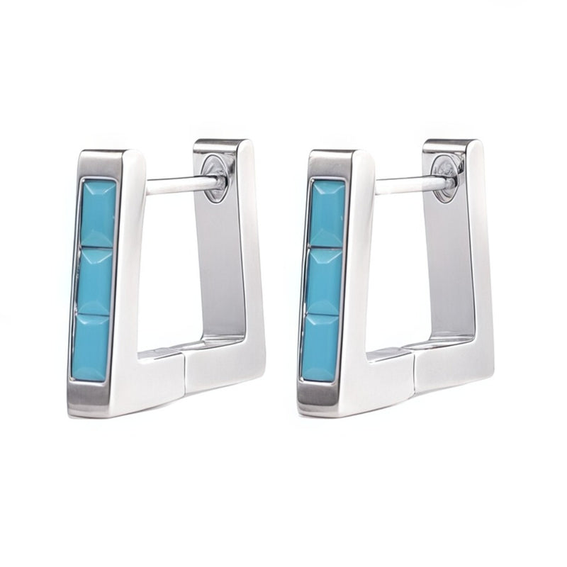 chunky trapezoid stone huggie hoop earrings