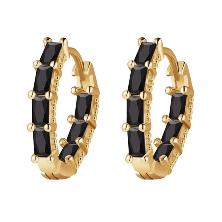 chunky oval stone huggie hoope earrings