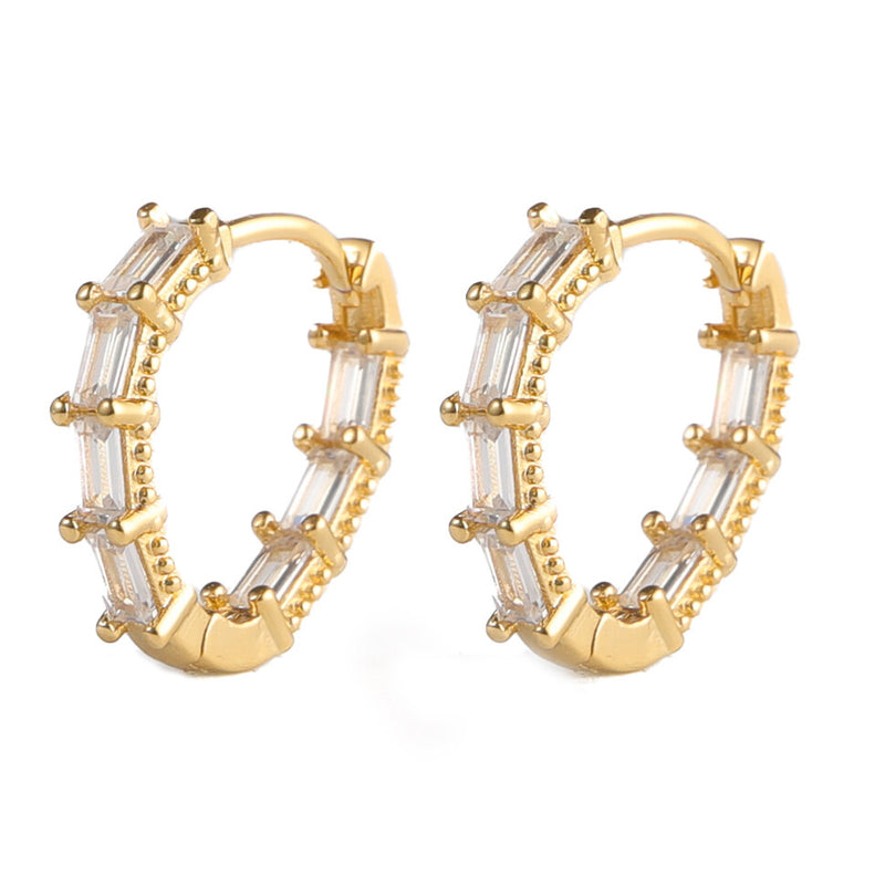 chunky oval stone huggie hoope earrings