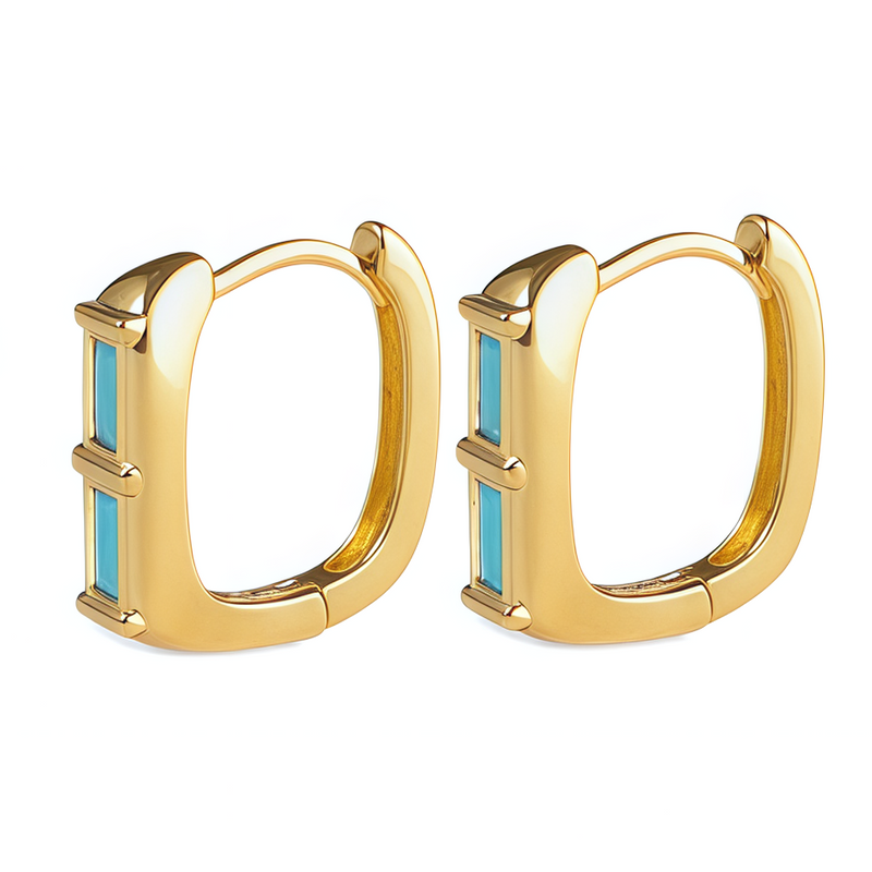 chunky duo baguette stone huggie hoope earrings