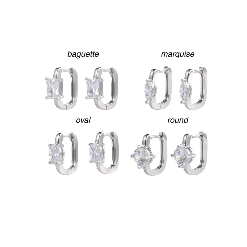 chunky stone huggies hoop earrings