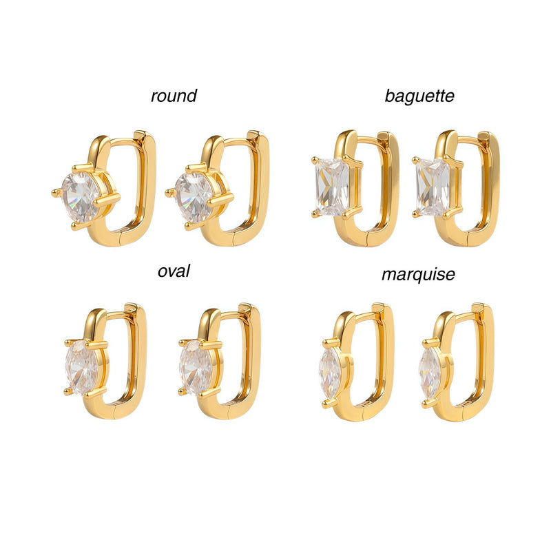chunky stone huggies hoop earrings